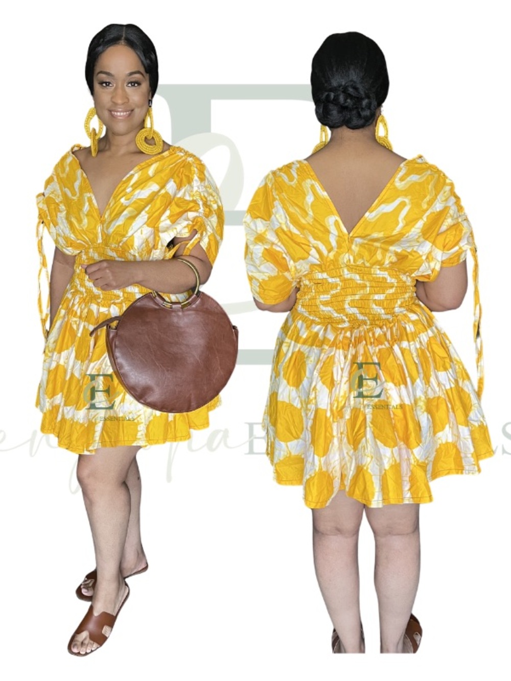 Yellow Tie-Dye Smocked Mini Dress | One Size (S–XL)